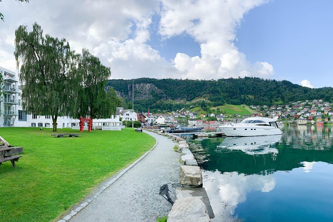 Bergen to Hardangerfjord VIP car + private yacht Fjord cruise - Norheimsund harbor and M/Y Iselina Bella: where the pace changes
