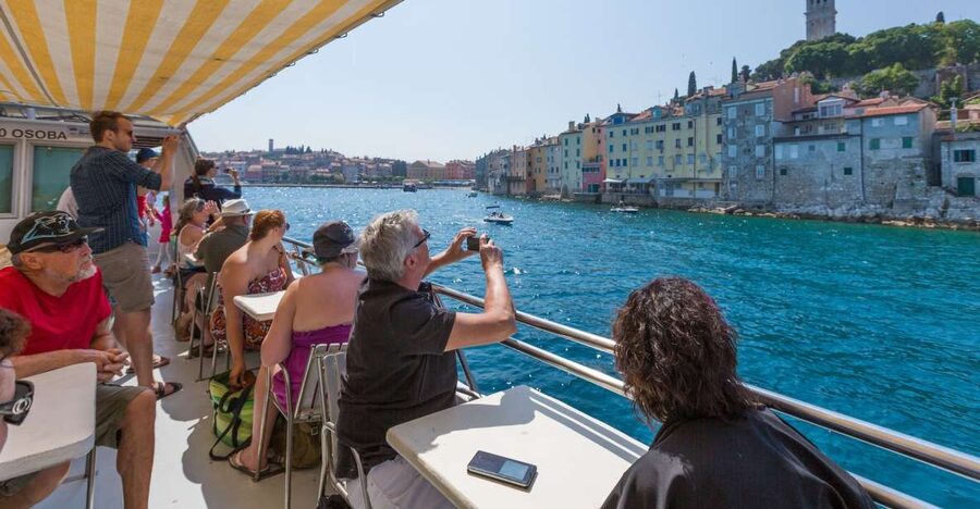 From Pula: Day Cruise to Rovinj, Lim Fjord, and Red Island - Lim Fjord views and lunch: narrow channel, long sightlines