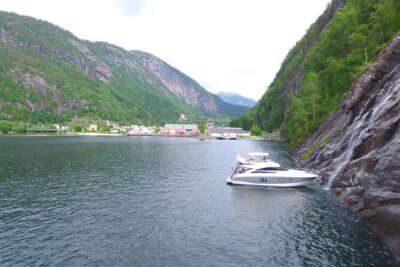 Private Fjord and waterfalls cruise to Modal- Mostraumen - Up the Osterfjorden and Under Nordhordland Bridge