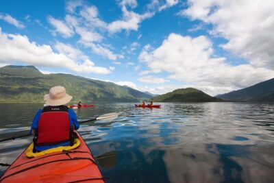 Sea Kayaking the first fjord of Patagonia - Getting outfitted and briefed: stable kayaks and a calm-water warm-up